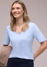 Navyblå kortærmet jerseyshirt med feminint snit fra Street One 