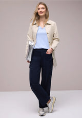 T-shirt med hjerteudskæring i Cashmere Blue fra Street One