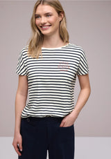 Street One striped shirt navy og hvid stribet