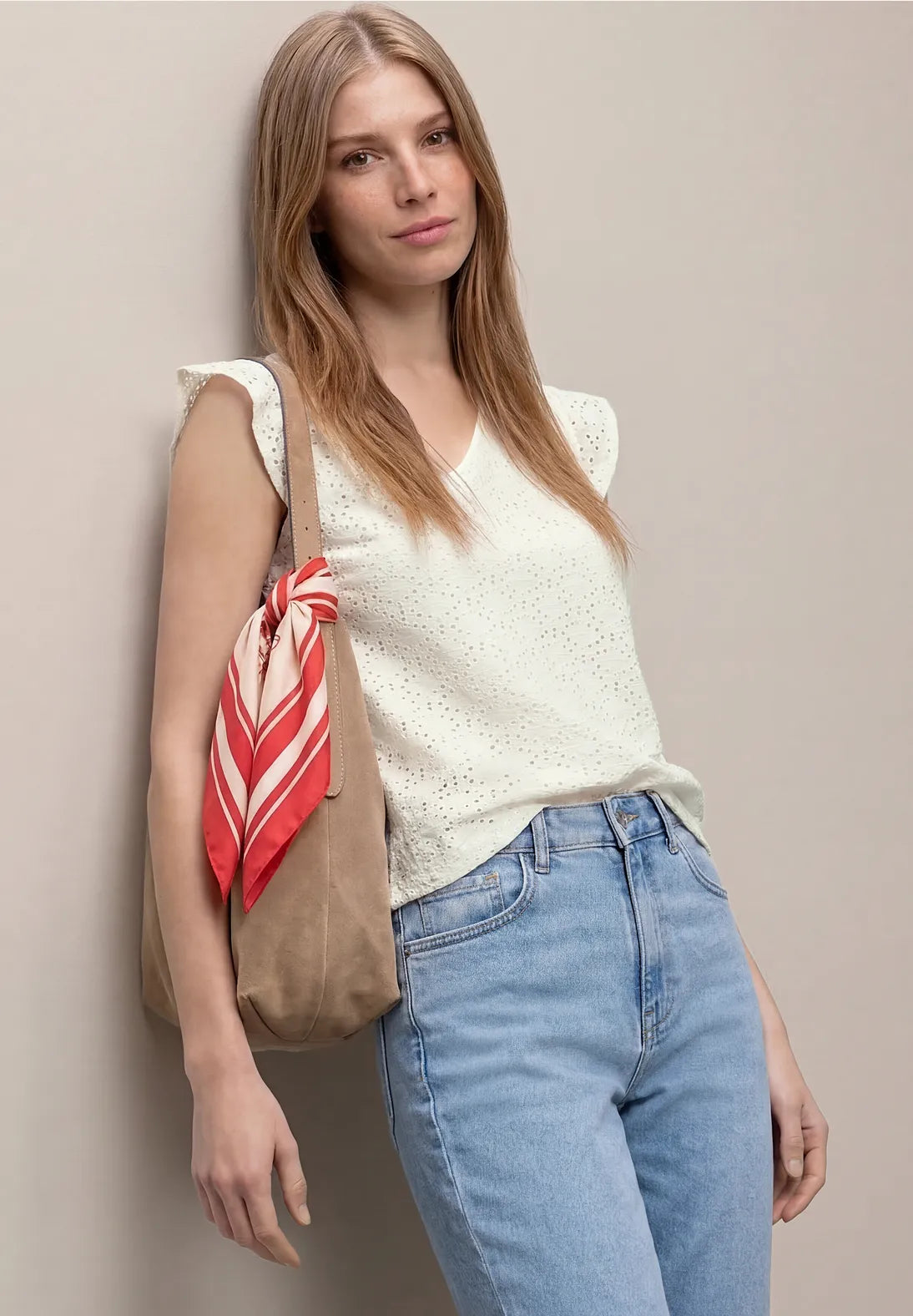 Street One lace top off white med volant feminin top dame