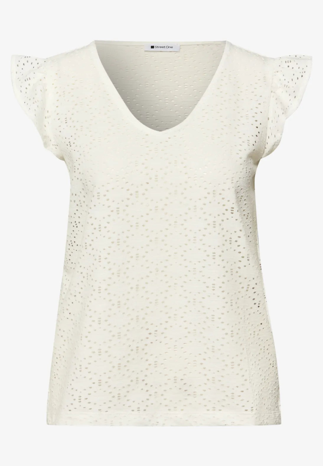 Street One lace top off white med volant feminin top dame