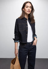 Street One Style Blouse 346057 – denimskjorte i rinse blue washed med sideslidser