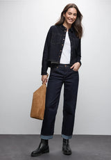 Street One Style Blouse 346057 – denimskjorte i rinse blue washed med sideslidser