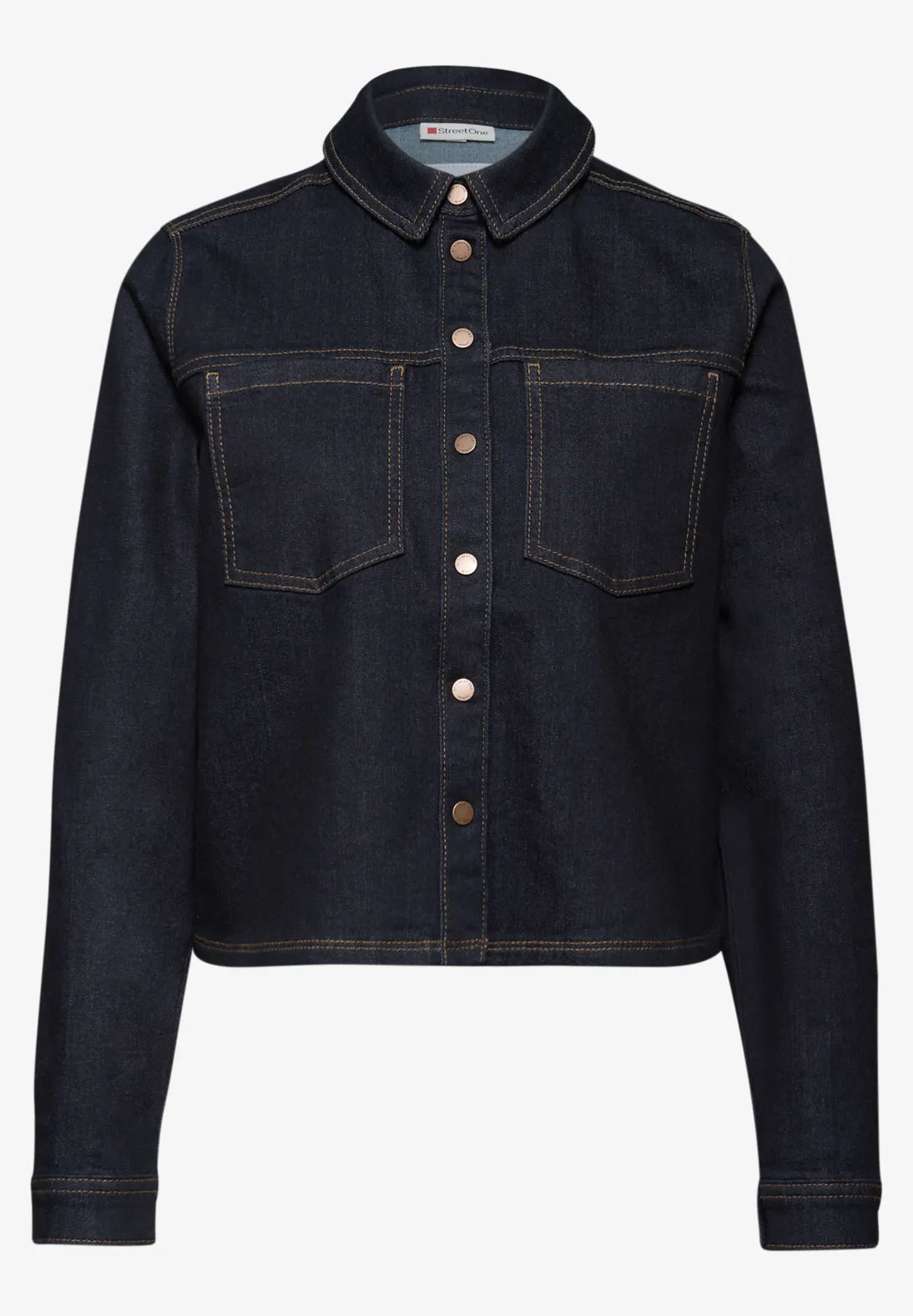 Street One Style Blouse 346057 – denimskjorte i rinse blue washed med sideslidser