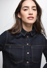 Street One Style Blouse 346057 – denimskjorte i rinse blue washed med sideslidser