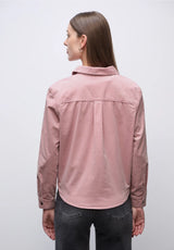 Street One 346086 cordbluse i powder pink med skjortekrave, brystlommer og gennemgående knapper