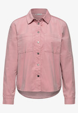 Street One 346086 cordbluse i powder pink med skjortekrave, brystlommer og gennemgående knapper