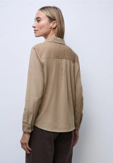 Street One corduroy skjortebluse – Flowing Beige (346125), 100% bomuld