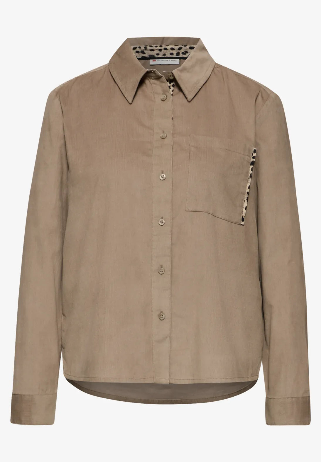 Street One corduroy skjortebluse – Flowing Beige (346125), 100% bomuld
