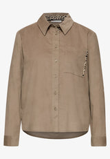 Street One corduroy skjortebluse – Flowing Beige (346125), 100% bomuld