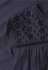 Casual tempest blue top dame let bomuld