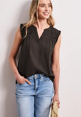 Shiffley blouse top espresso brown fra Street One