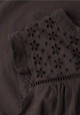 Casual espresso brown top dame let bomuld