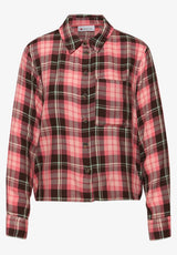 Check shirtcollar blouse Street One coral ternet bluse til hverdag