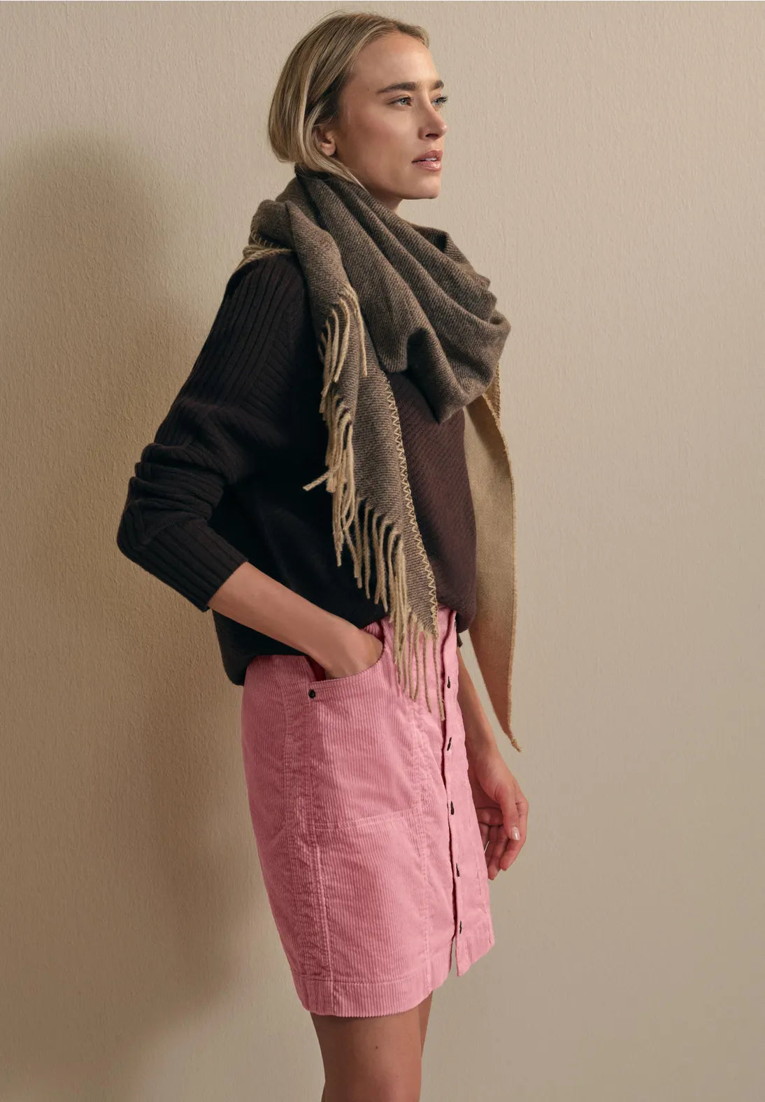 Street One cordnederdel – Powder Pink (361833) med gennemgående knapper