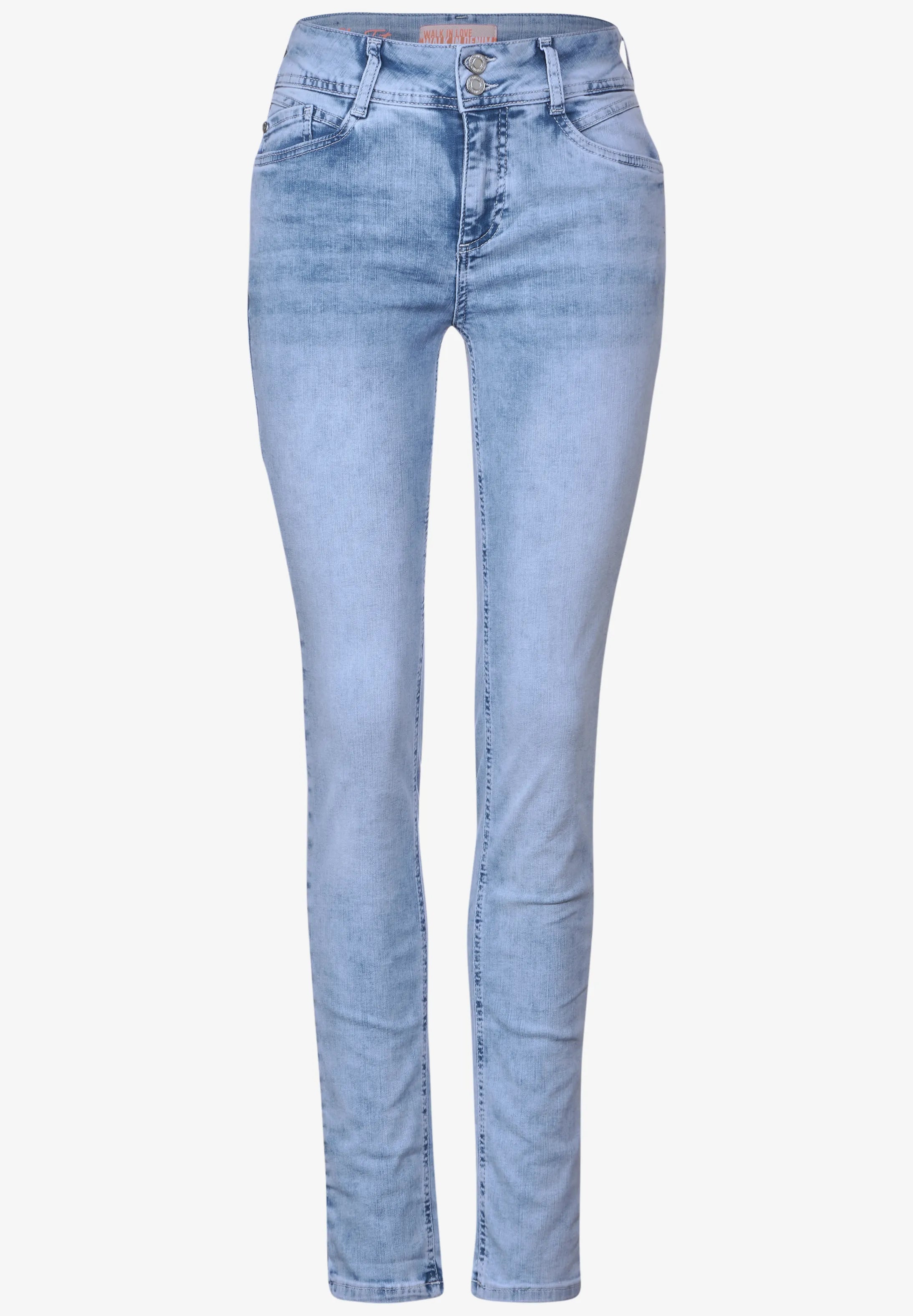 Slim fit jeans med stretch og lyse syninger – Street One 377244