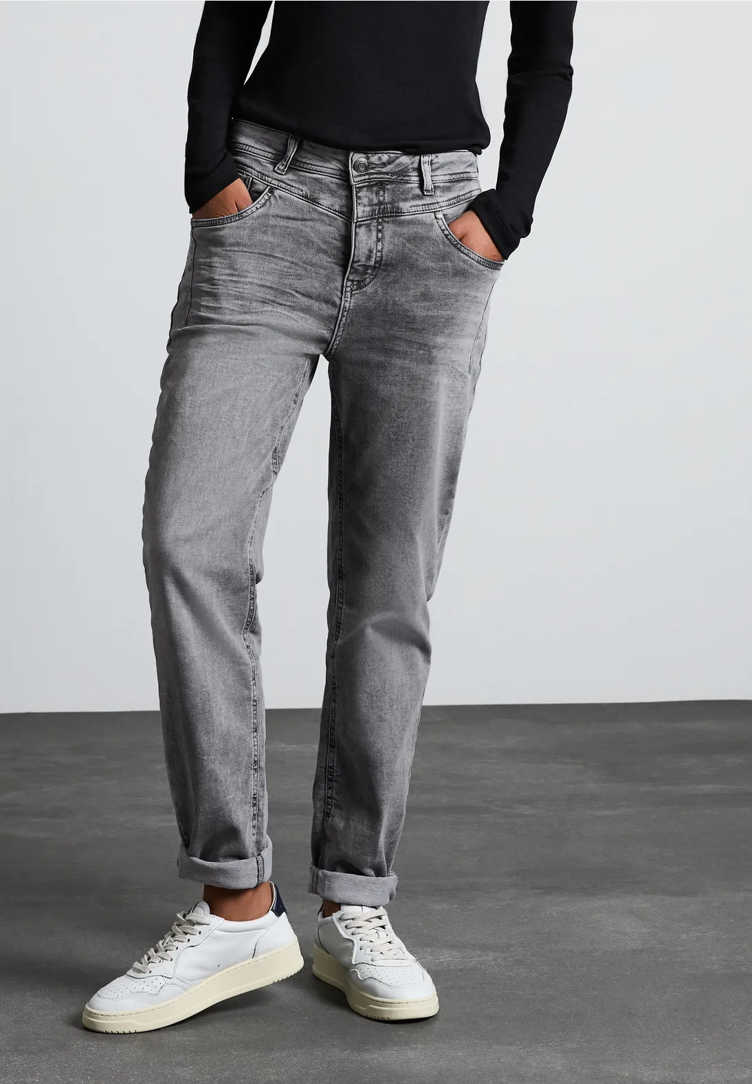 Street One Mom Casual HW Jeans 377778 i grå denim