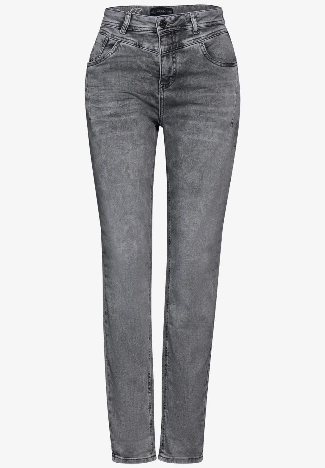 Grå Street One jeans med stretch og 5-pocket-design