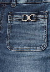 Street One 379778 wide leg high waist jeans i medium blue med påsyede lommer og spænde-detalje
