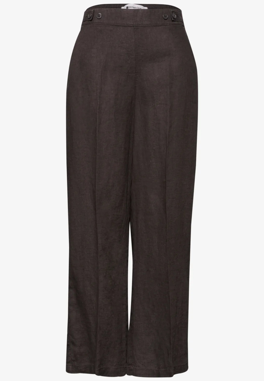 Løse sommerbukser dame espresso brown i 100% hør Street One