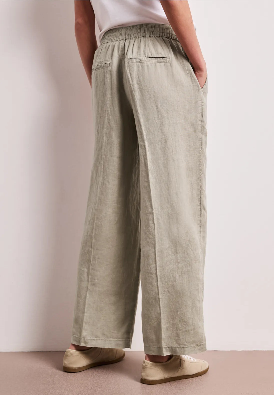 Street One hørbukser timeless beige loose fit brede ben dame
