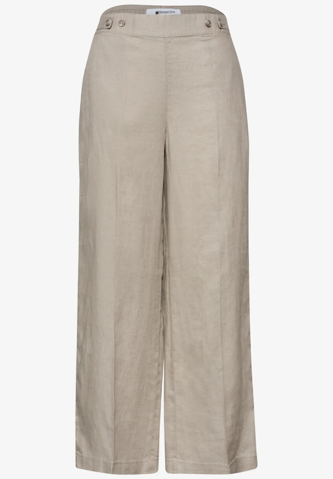 Street One bukser timeless beige high waist med lommer dame