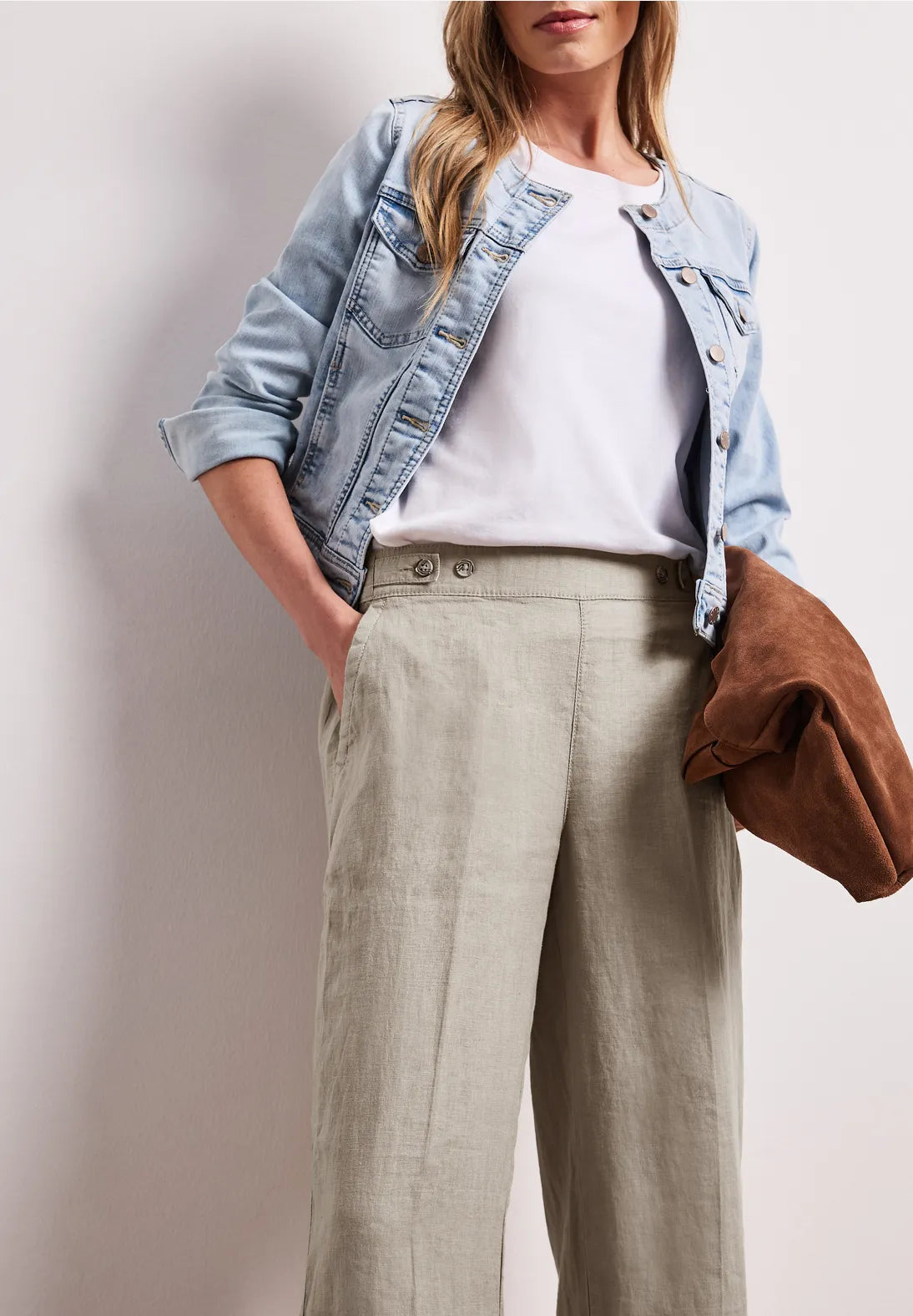 Street One linen bukser timeless beige casual dame