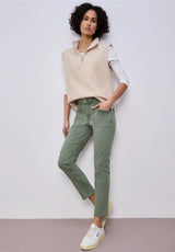 Street One Charlie cargo jeans i sage green med loose fit