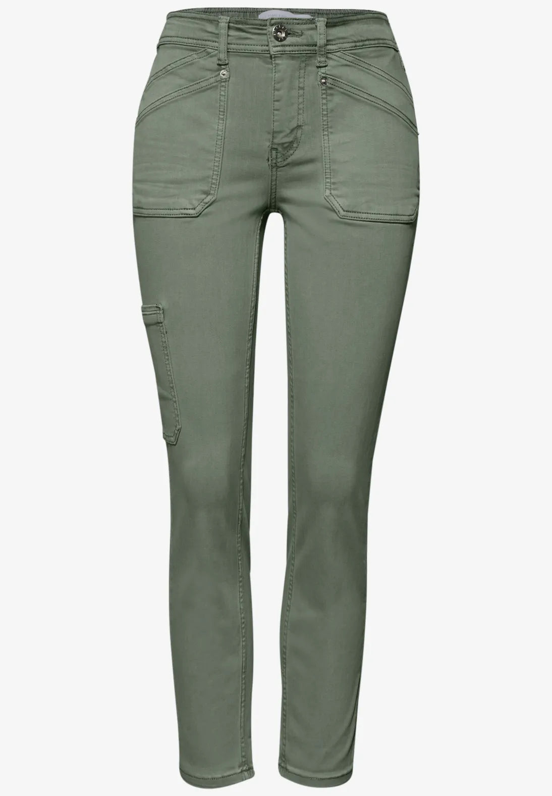 Street One Charlie cargo jeans i sage green med loose fit