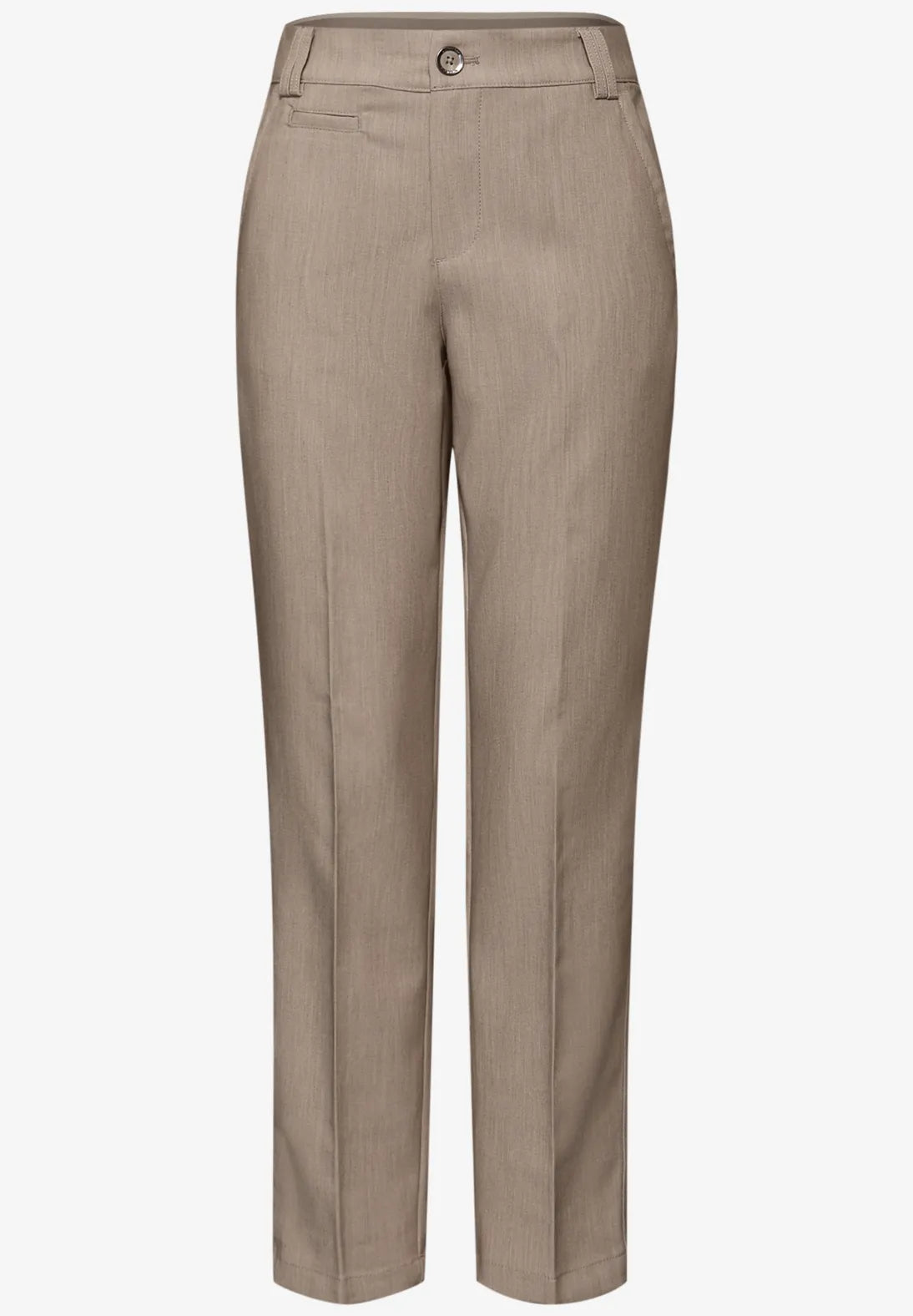 Chino MW Melange Woven Stretch fra Street One i Light Terra Mocha set forfra