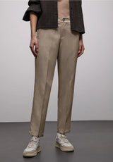 Street One damechino med mid waist, slim legs og sidelommer i Light Terra Mocha