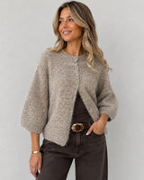VIBOWS 3/4 Knit Cardigan 14121632 Natural Melange fra VILA