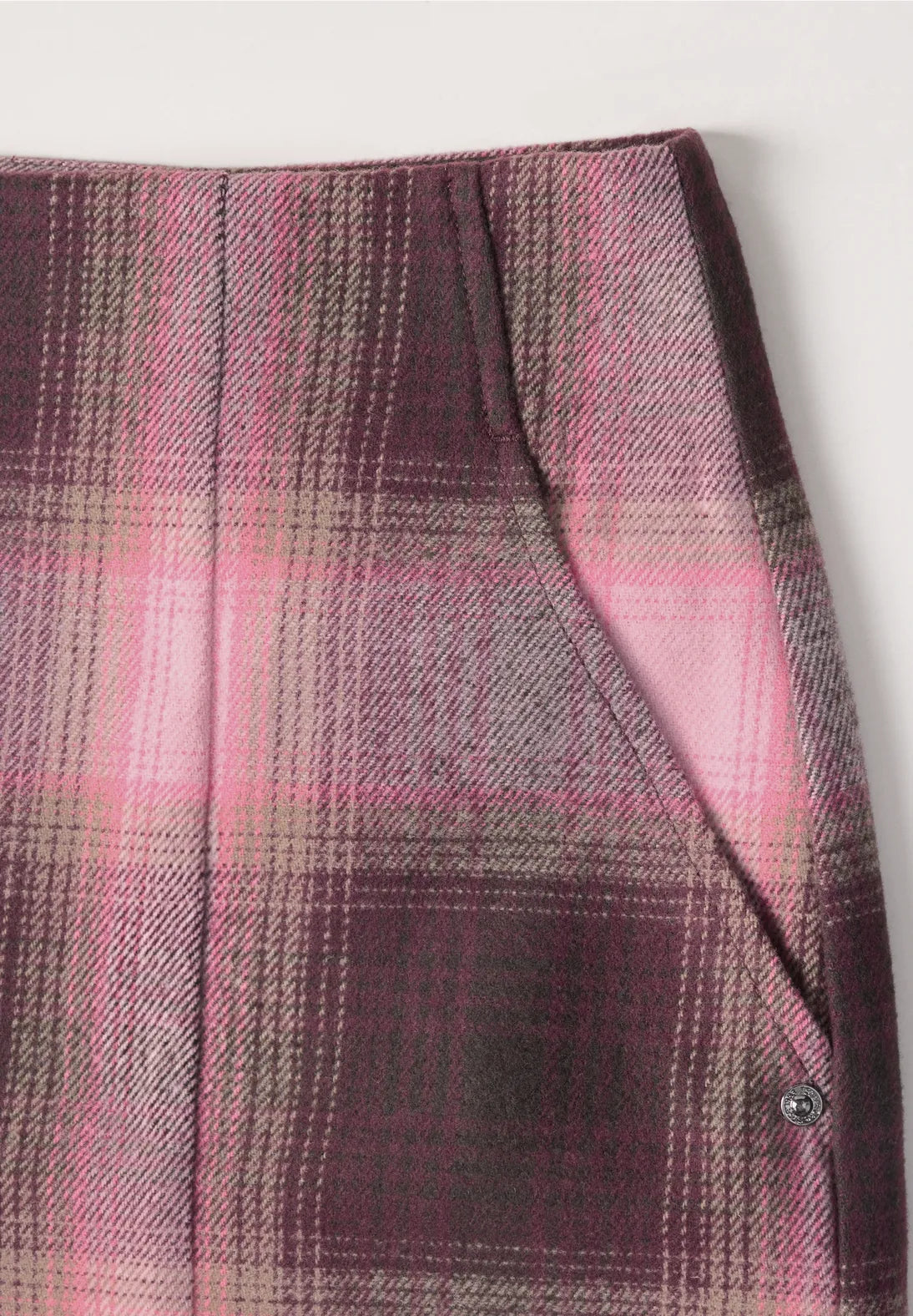 Street One Check Skirt med Mid Waist og slids i siden