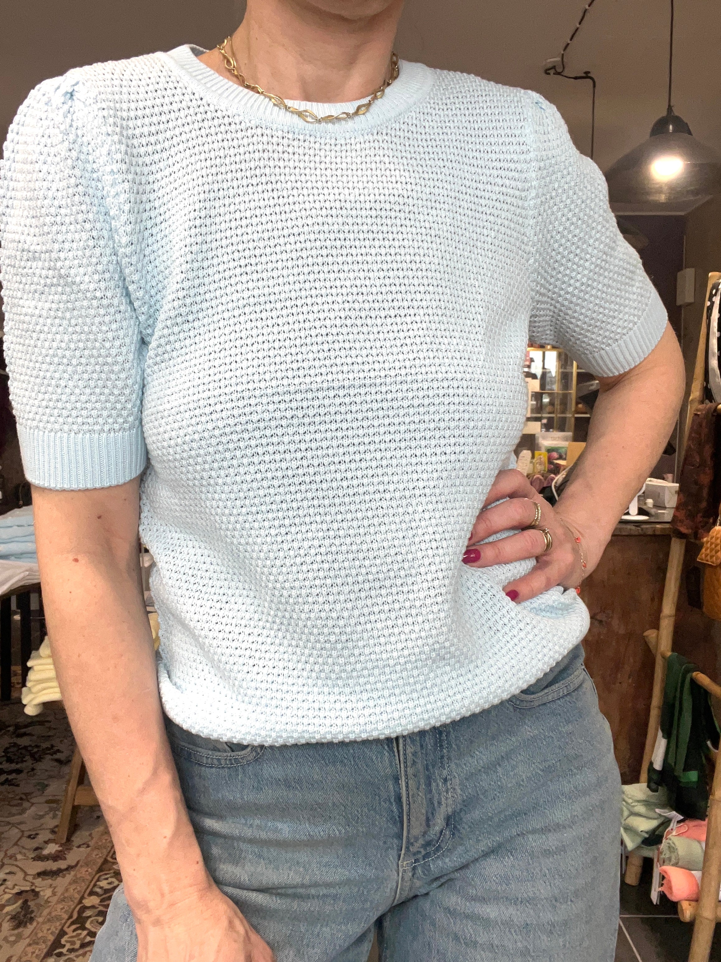 VILA VIDALO O-NECK S/S Knit Top 14084421 – Nantucket Breeze