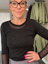 Black Colour Alexis Meshbluse 40746 Black med sten