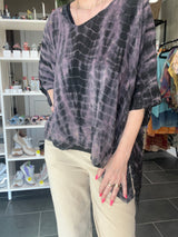 Boheme silkebluse i bordeaux vintage sari silke
