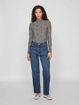 VILA VIKELLY JAF HW Straight Jeans – medium blue denim, front