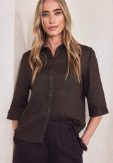 Street One hørbluse i espresso brown