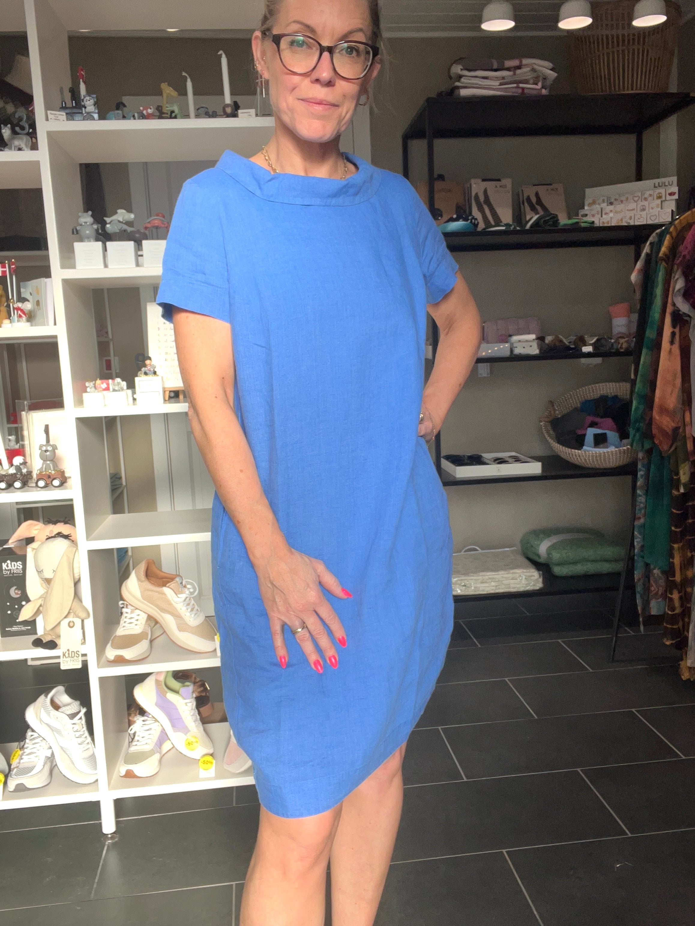 Tamar Dress – Hørkjole med Lommer – Royal Blue – GR Nature