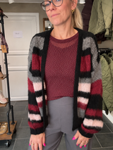 Black Colour Lina fluffy cardigan i Wine