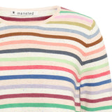 Mansted Adele bluse light oat med farverige striber
