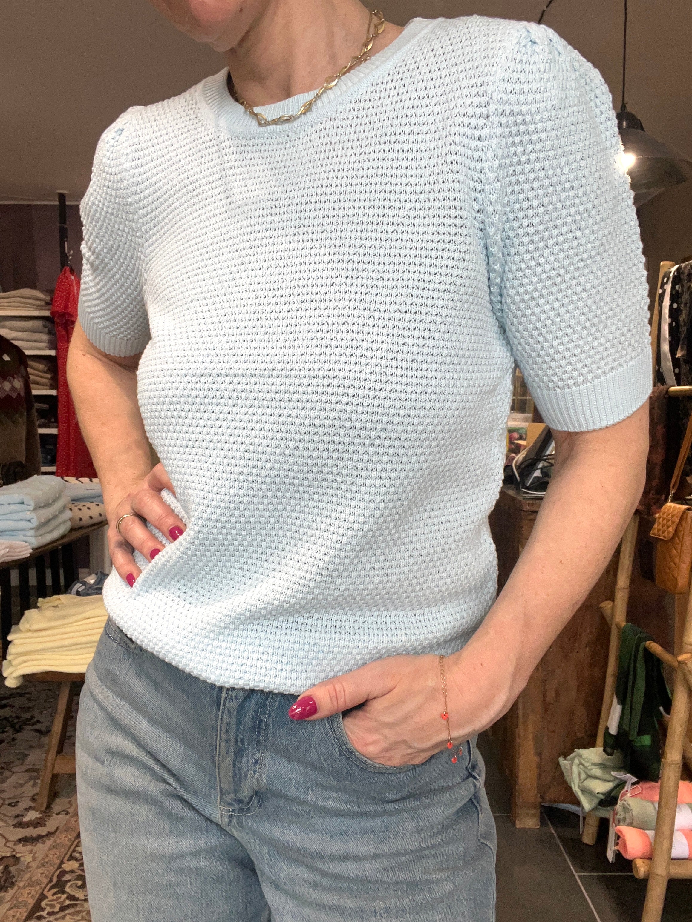 VILA VIDALO O-NECK S/S Knit Top 14084421 – Nantucket Breeze