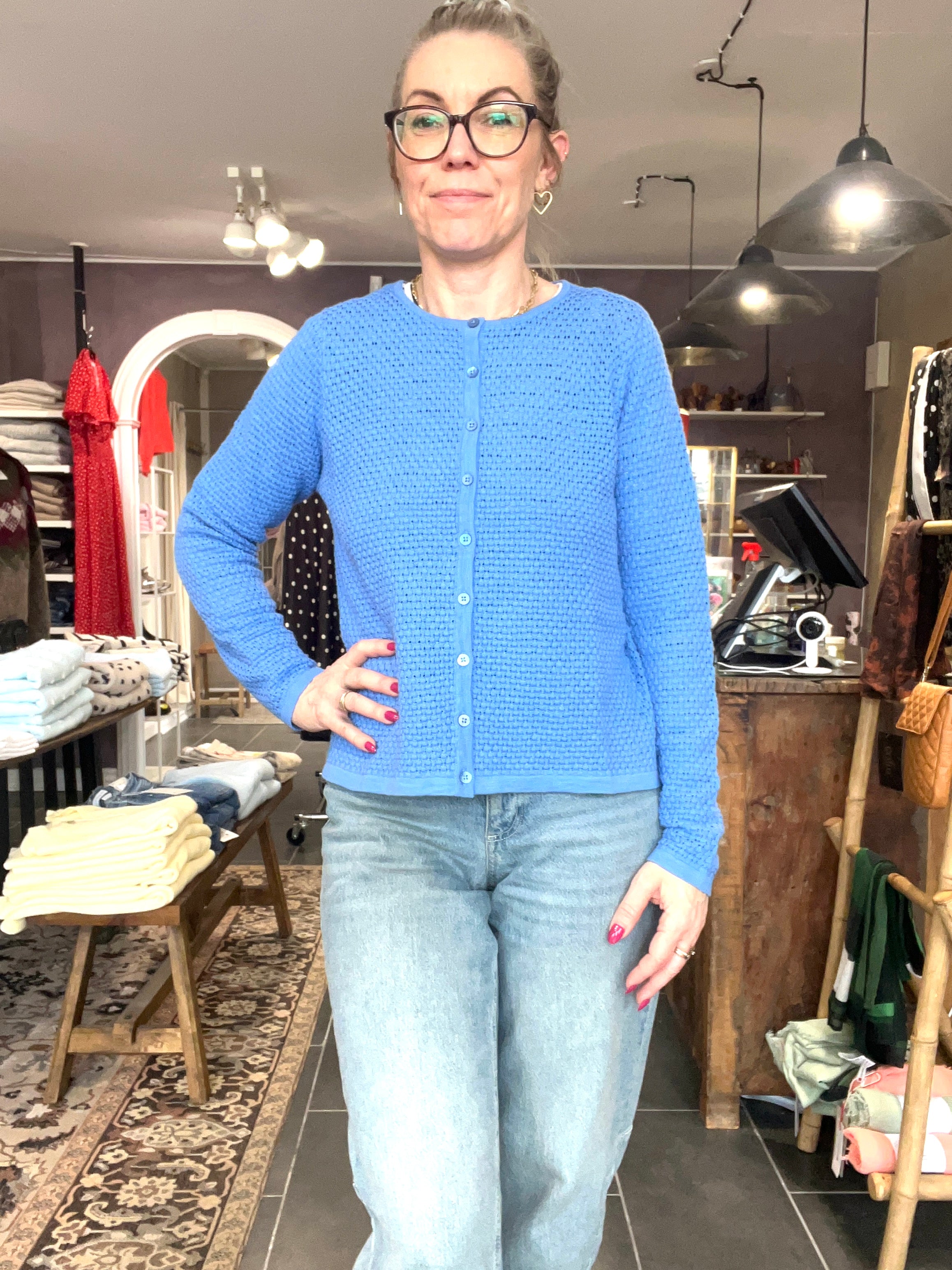 Mansted strukturstrik cardigan dame