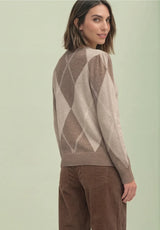 Street One Sanded Amber Melange strik med argyle-mønster