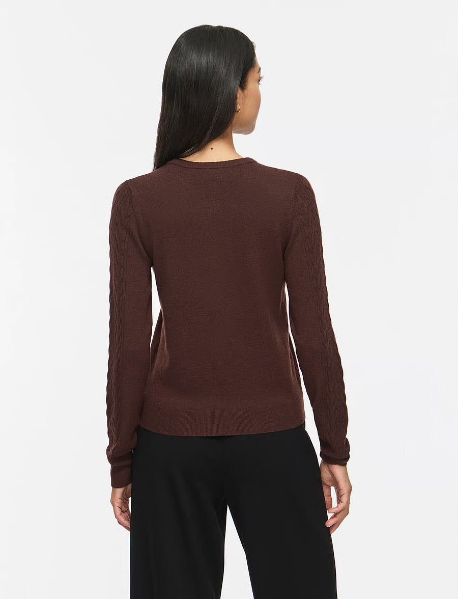 VILA VIKERRY kabelstrikket cardigan i Coffee Bean
