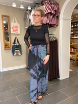 Cofur Pant Wide Legs lilla/grå mønstrede bukser med brede ben
