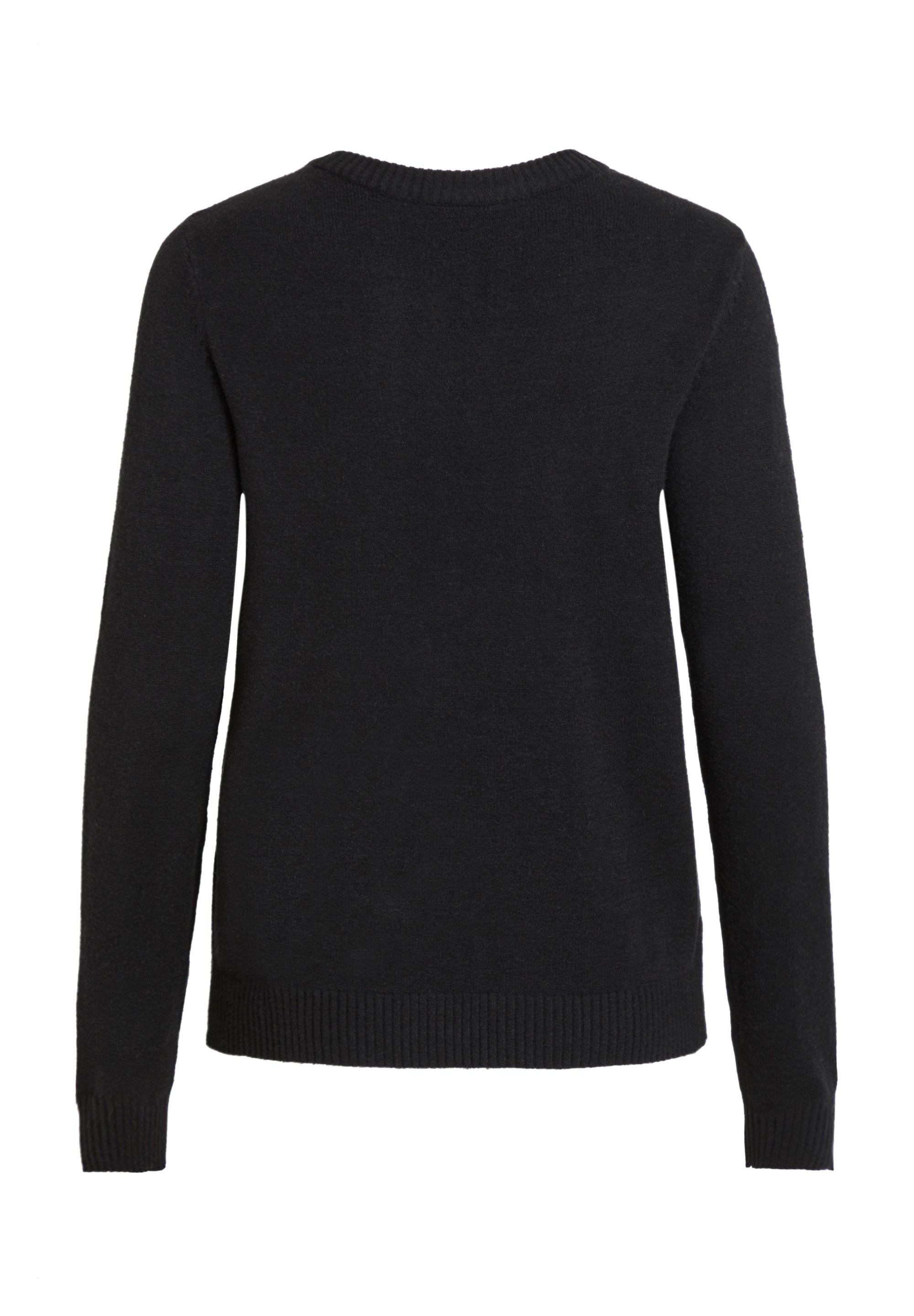 VILA 14054177 sort strikbluse med rund hals