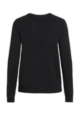 VILA 14054177 sort strikbluse med rund hals