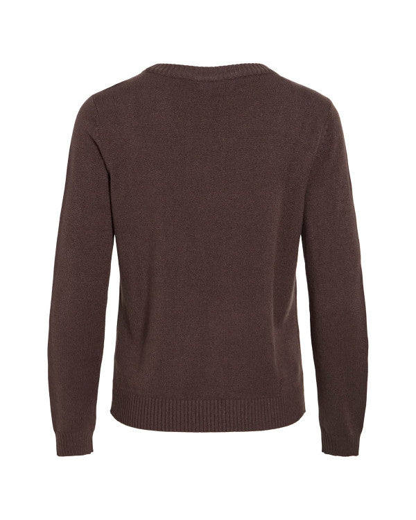 VIRIL O-Neck Strik Coffee Bean fra VILA