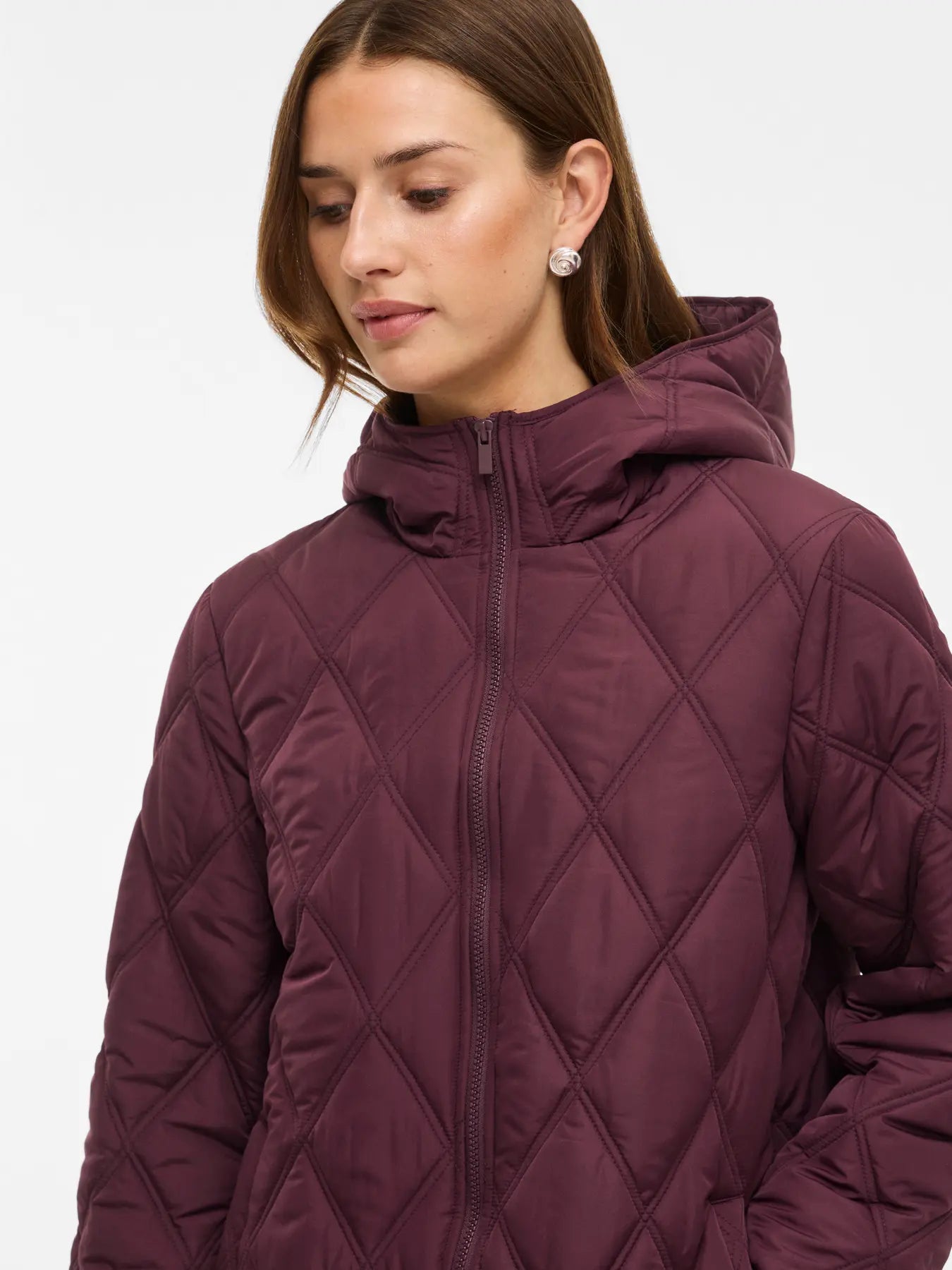 VILA VIQUILA L/S Coat – fig-farvet frakke med sidelommer og foret inderside
